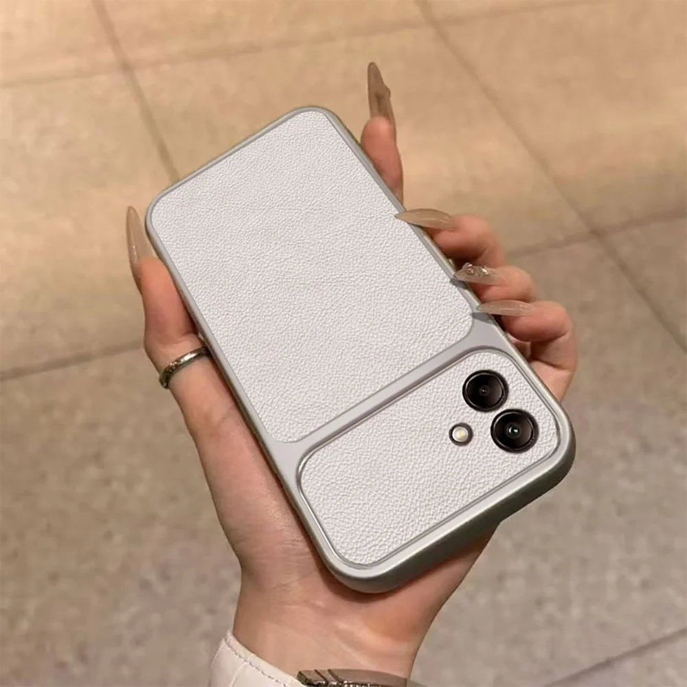 For Samsung Galaxy A06 5G Case PU Leather Texture Shockproof TPU Protective Phone Cover - White - 2