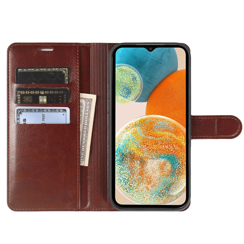 For Samsung Galaxy A23 5G (Global)  /  A23 4G Wallet Case Crazy Horse Texture Leather Flip Phone Cover with Magnetic Closure - Brown - 2