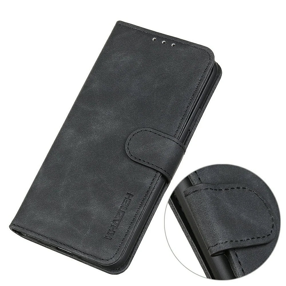 KHAZNEH For OnePlus 15T 5G Case PU Leather Retro Texture Phone Cover - Black - 4
