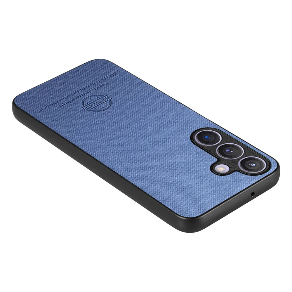 For Samsung Galaxy A27 5G Case Leather Phone Back Cover with Cloth Texture - Blue - 5
