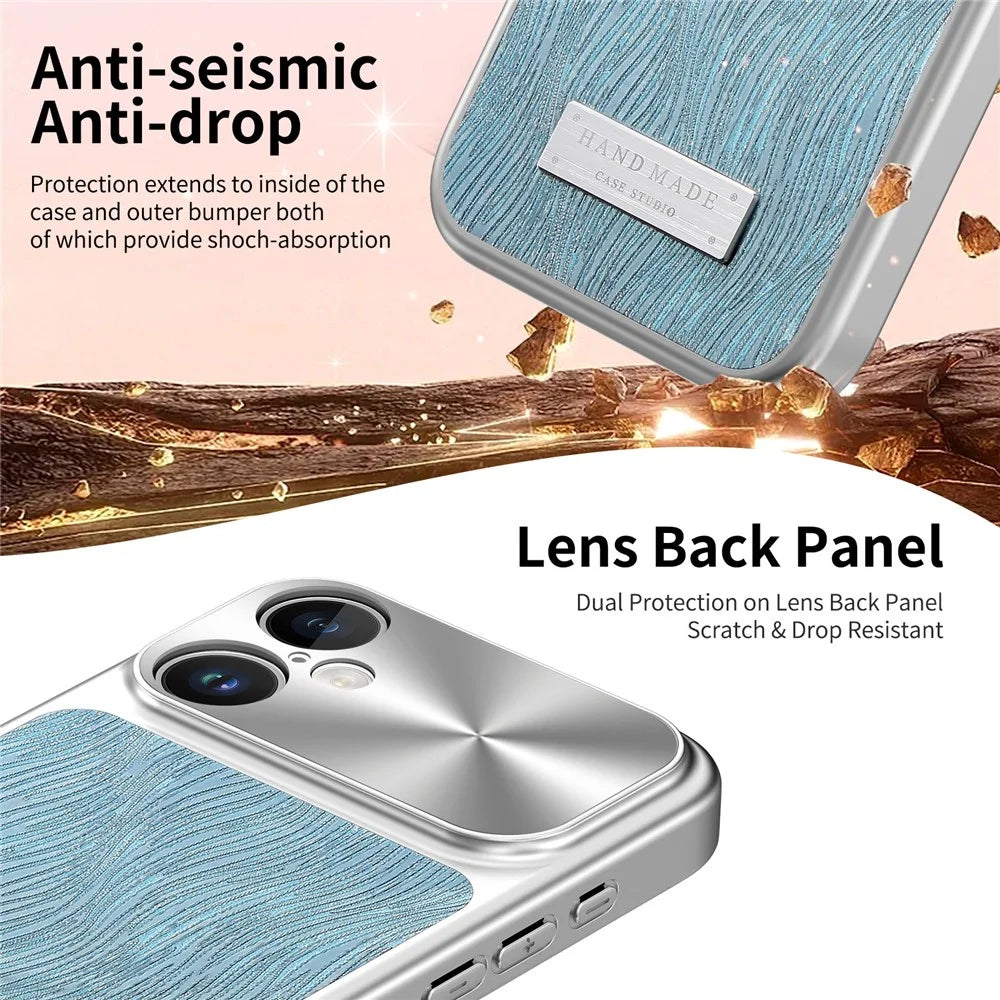 For iPhone 16 Magnetic Case Flowing Water Ripple TPU+PC Shockproof Phone Cover Compatible With Magsafe - Blue - 6