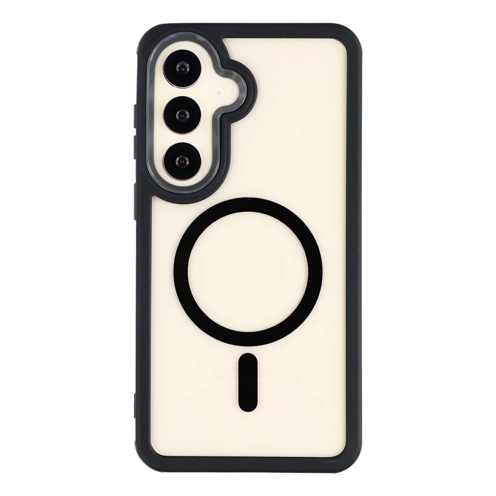 For Samsung Galaxy S26 Magnetic Case TPU Clear Acrylic Detachable 2 in 1 Protective Phone Cover - Black - 1