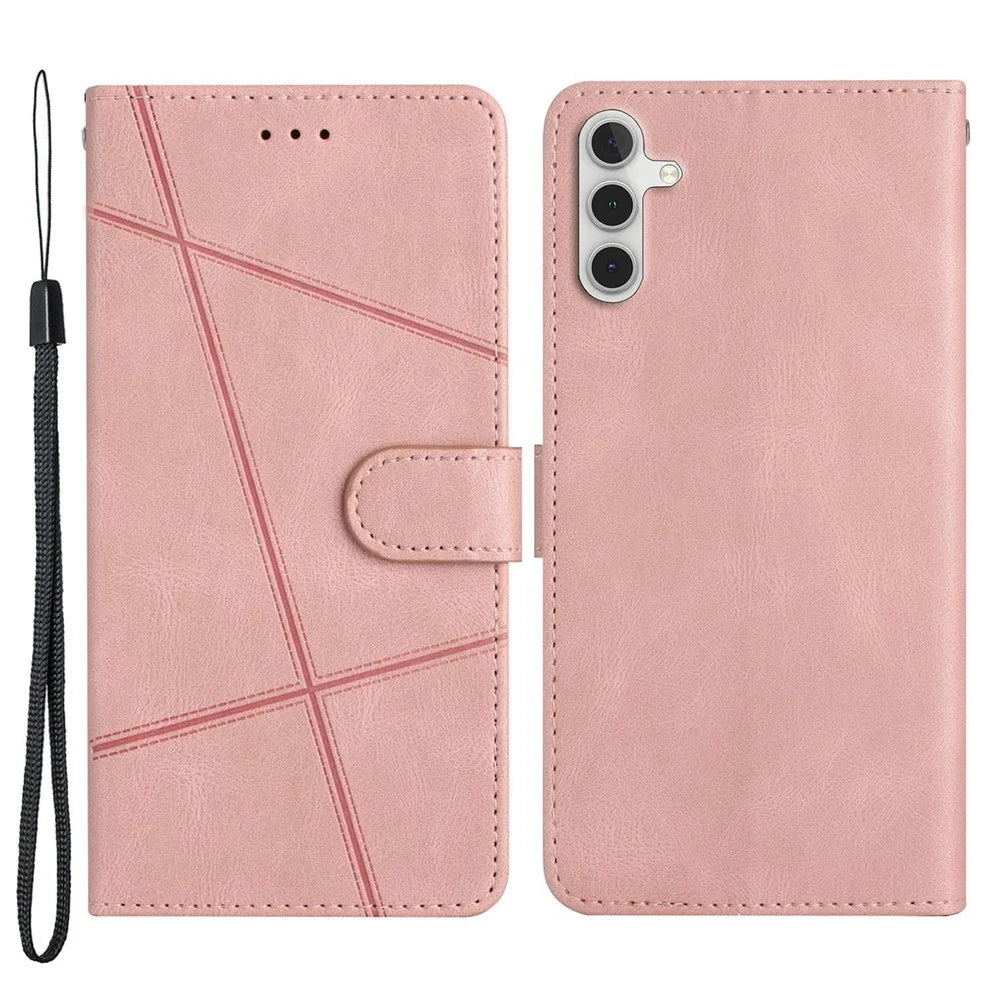 For Samsung Galaxy A04s 4G (164.7mm) Protective Phone Case Crazy Horse Texture PU Leather Cover Anti-Drop Wallet Stand Case with Strap - Rose Gold - 1