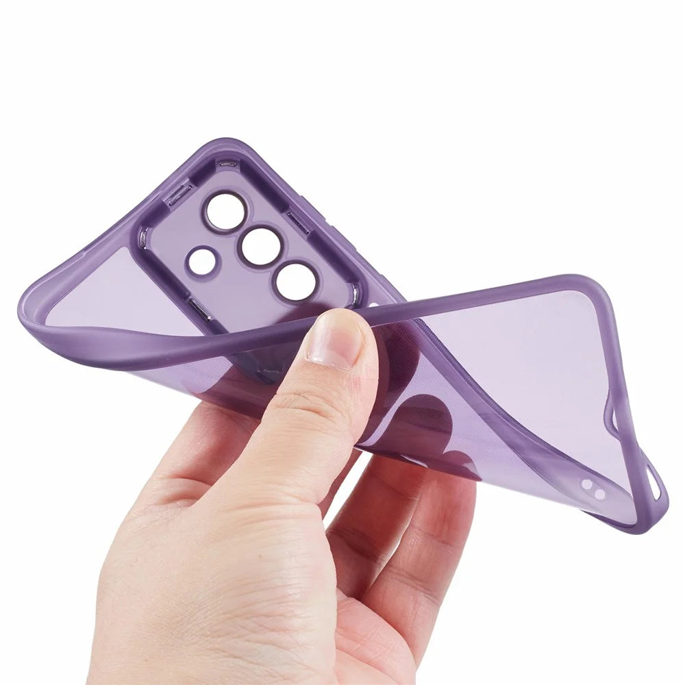 For Samsung Galaxy A27 5G Case Electroplated Camera Frame TPU Phone Cover - Transparent Purple - 6