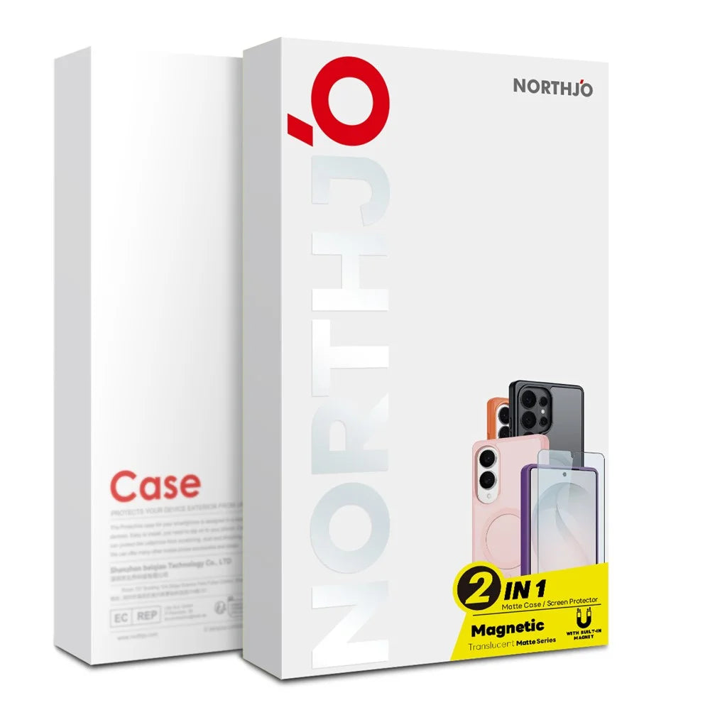 NORTHJO For Samsung Galaxy S25 Ultra Case Translucent Matte Shockproof Phone Cover with Tempered Glass Film - Blue - 4