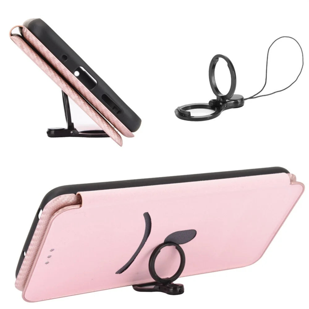 For Sony Xperia 1 VIII Phone Case Carbon Fiber Texture Drop-Proof PU Leather Phone Cover - Rose Gold - 6