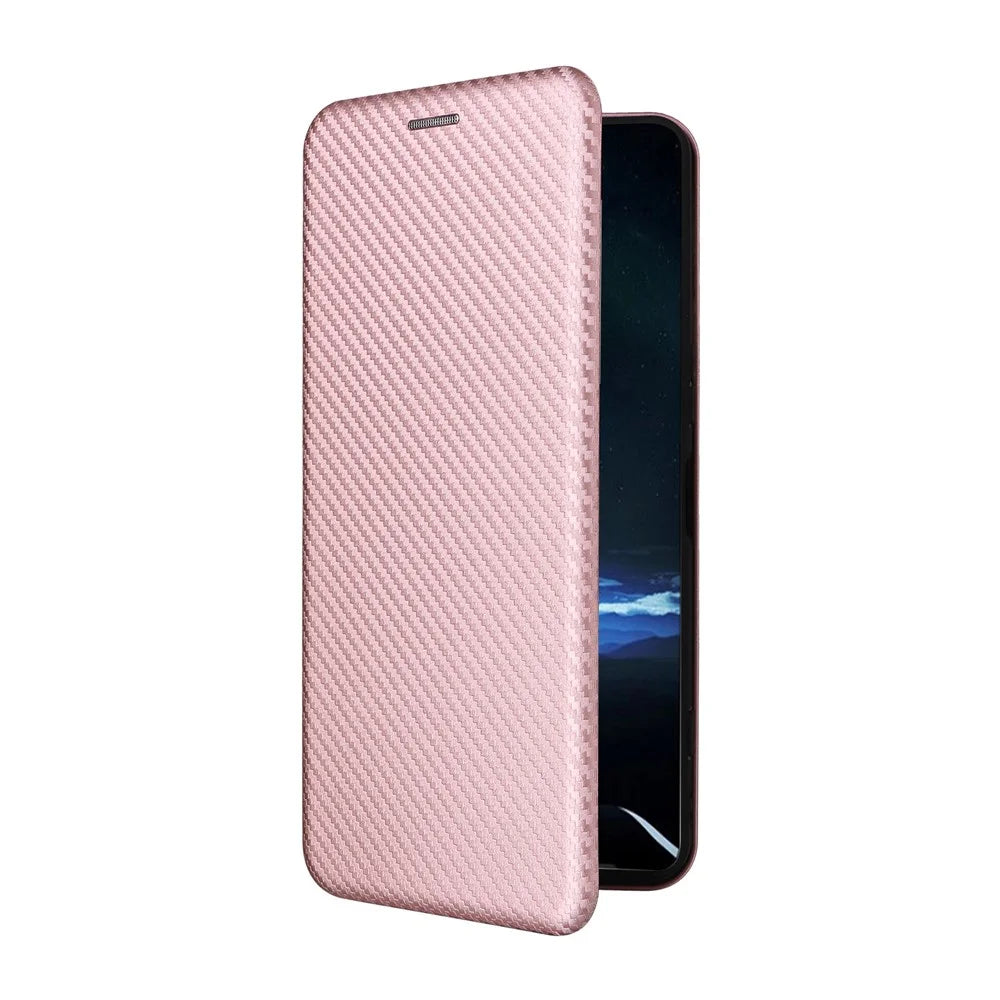 For Sony Xperia 1 VIII Phone Case Carbon Fiber Texture Drop-Proof PU Leather Phone Cover - Rose Gold - 7