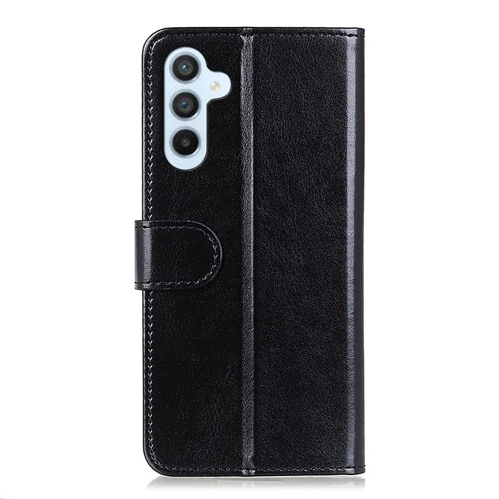 Bump Proof Phone Case for Samsung Galaxy A54 5G, Wallet Phone Case Magnetic Clasp Crazy Horse Texture PU Leather Flip Cover - Black - 7