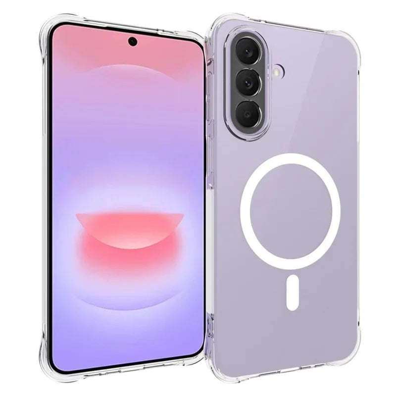WANLONFENG for Samsung Galaxy A37 5G  WL1 Series 2.0mm Magnetic Case Clear TPU Phone Back Cover with 2Pcs Screen Films - Transparent - 2