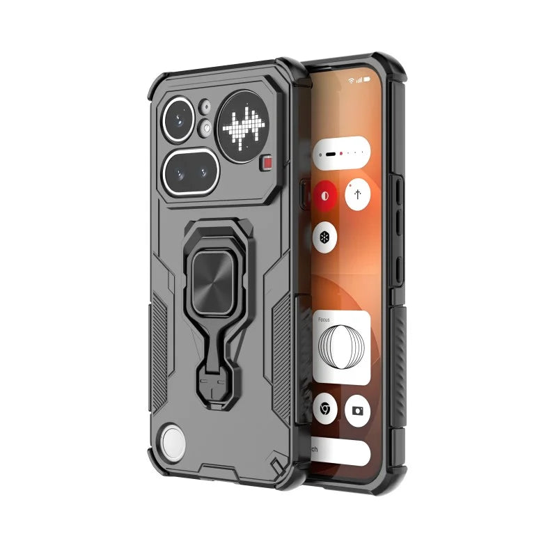 WANLONFENG for Nothing Phone (4a) Pro Phone Case  PC TPU Back Cover Kickstand with Tempered Glass - Black - 2