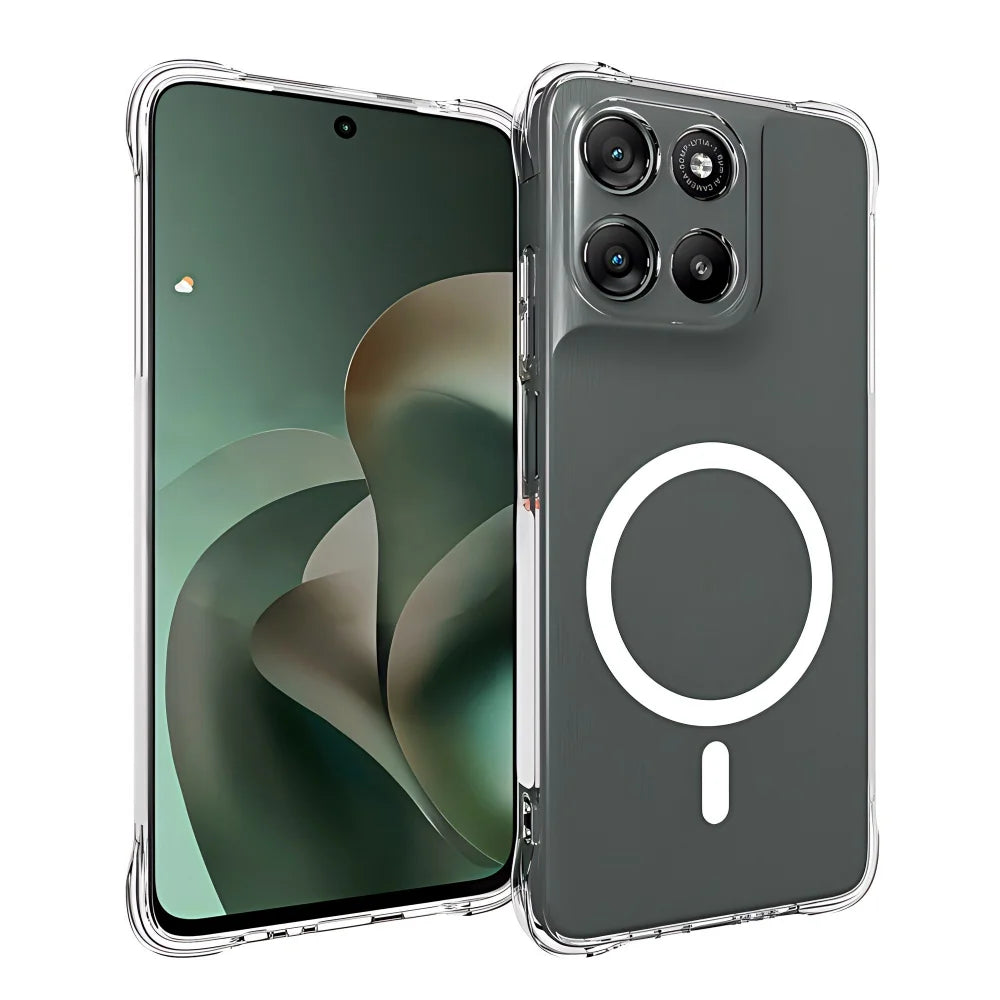 WANLONFENG for Motorola Moto G67 Power 5G  WL2 Series 2.0mm Magnetic Case Clear TPU Phone Back Cover with Screen Films - Transparent - 2