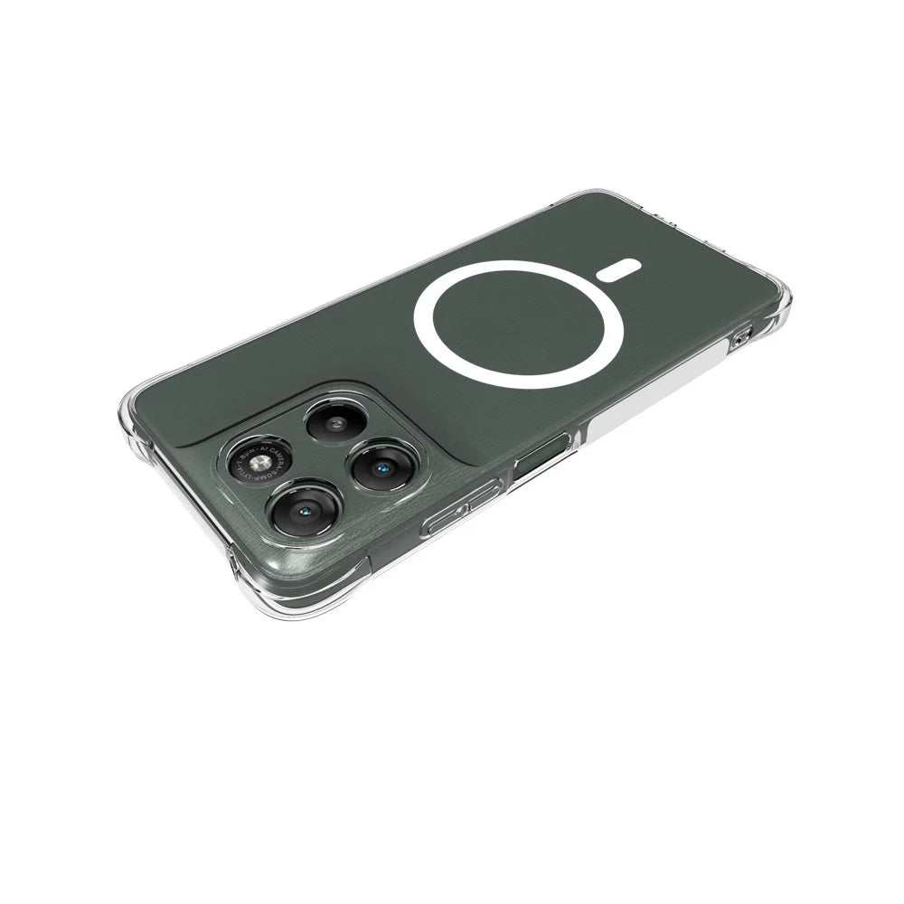 WANLONFENG for Motorola Moto G67 Power 5G  WL2 Series 2.0mm Magnetic Case Clear TPU Phone Back Cover with Screen Films - Transparent - 3