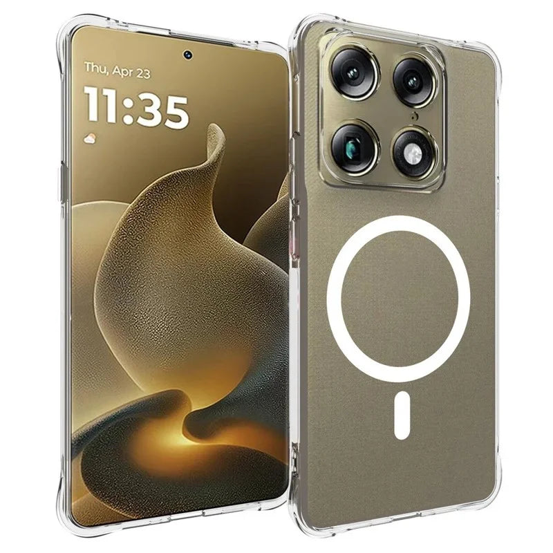 WANLONFENG for Motorola Signature 5G / Motorola Moto X70 Air Pro 5G  WL2 Series 2.0mm Magnetic Case Clear TPU Phone Back Cover with Screen Films - Transparent - 2