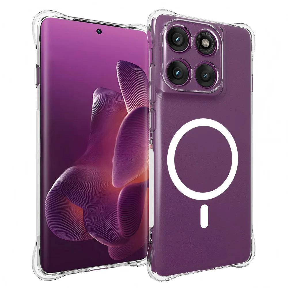 WANLONFENG for Motorola Edge 60 Fusion 5G / Motorola Edge 60 5G  WL2 Series 2.0mm Magnetic Case Clear TPU Phone Back Cover with Screen Films - Transparent - 2