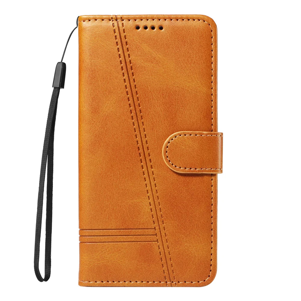 For Samsung Galaxy A27 5G Wallet Case T-Shape Lines Leather Phone Cover Stand - Brown - 2