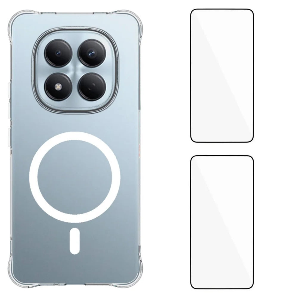 WANLONFENG for Xiaomi Redmi Note 15 5G (Global) / Xiaomi Poco M8 5G WL1 Series 2.0mm Magnetic Case Clear TPU Phone Back Cover with 2Pcs Screen Films - Transparent - 1