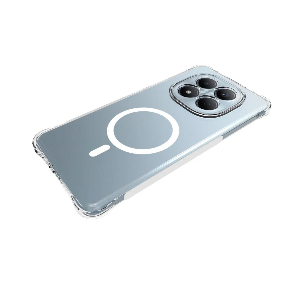 WANLONFENG for Xiaomi Redmi Note 15 4G (Global) WL1 Series 2.0mm Magnetic Case Clear TPU Phone Back Cover with 2Pcs Screen Films - Transparent - 4