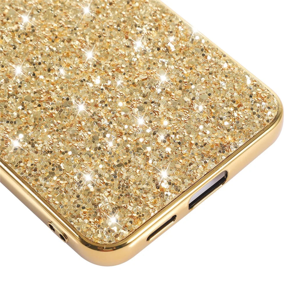 For Samsung Galaxy A57 5G Case Electroplating TPU + PC Sparkling Glitter Phone Back Cover - Gold - 5