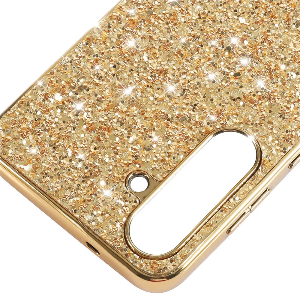 For Samsung Galaxy A57 5G Case Electroplating TPU + PC Sparkling Glitter Phone Back Cover - Gold - 6