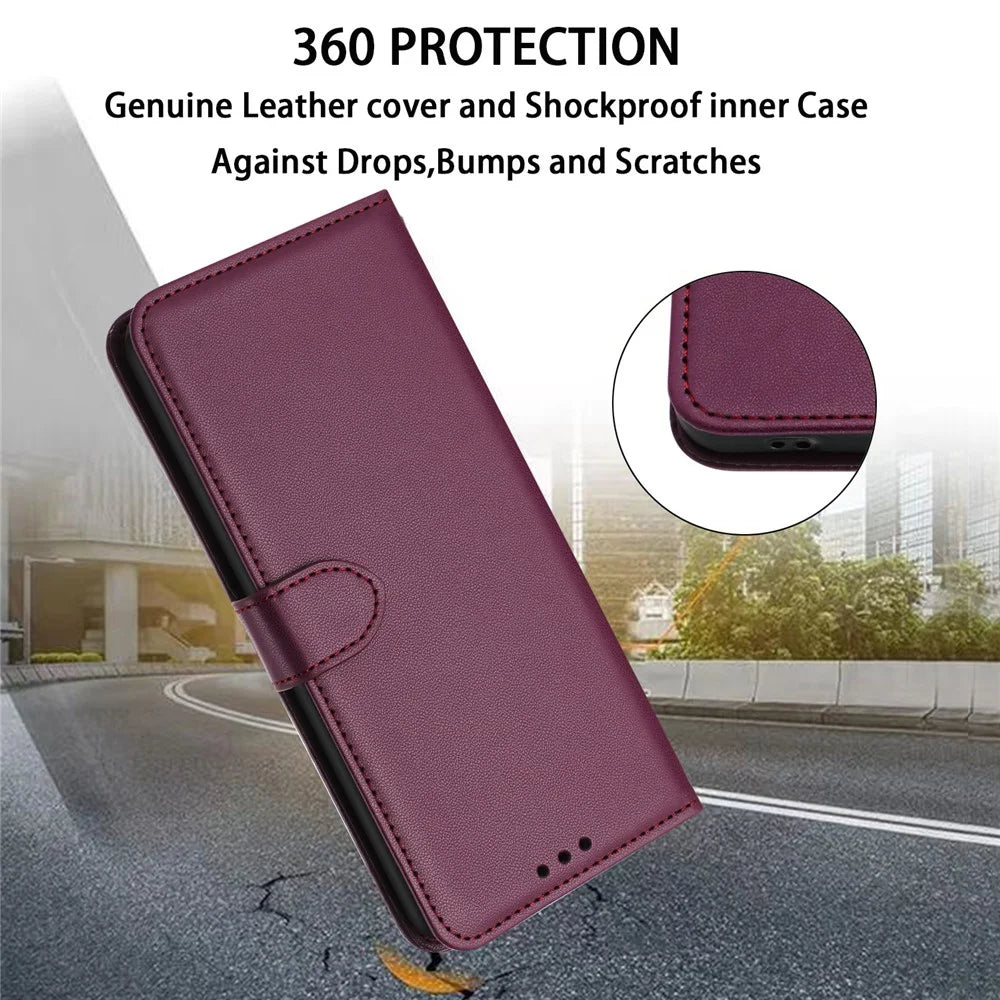 For Samsung Galaxy A27 5G Case Stand Wallet Leather Phone Cover with Strap - Purple - 6
