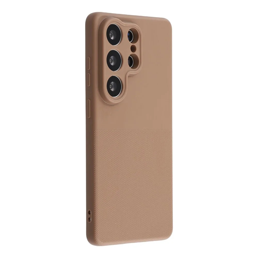 For Samsung Galaxy S24 Ultra Phone Case Dotted Texture Fiber Lining TPU Shockproof Cover (Precise Cutouts) - Brown - 1