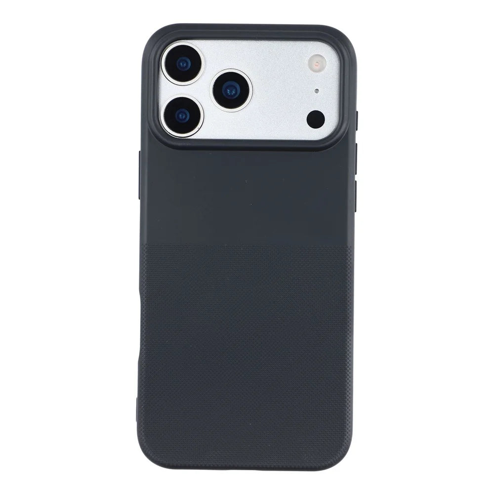 For iPhone 17 Pro Phone Case Dotted Texture Fiber Lining TPU Shockproof Cover  (Big Lens Hole) - Black - 2
