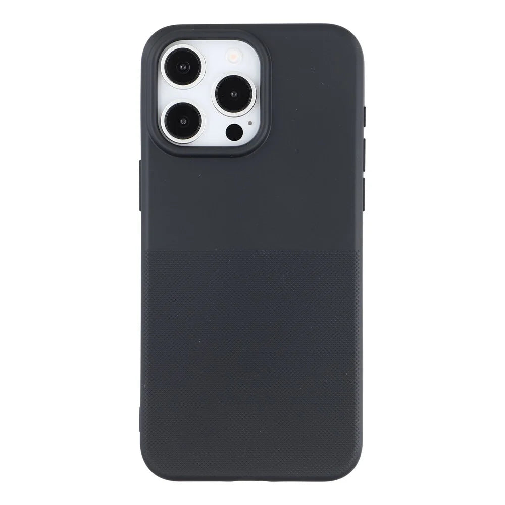 For iPhone 15 Pro Max Phone Case Dotted Texture Fiber Lining TPU Shockproof Cover  (Big Lens Hole) - Black - 2