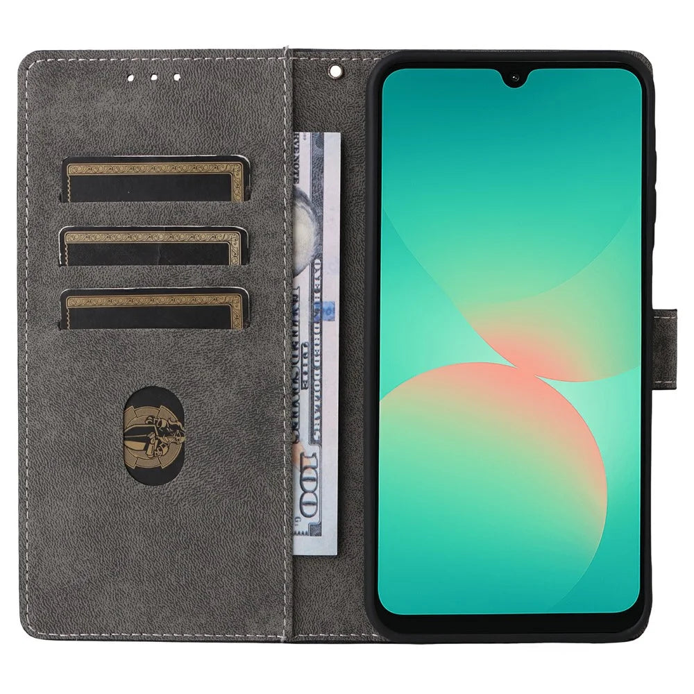 For Samsung Galaxy A27 5G Case Wallet RFID Blocking PU Leather Phone Cover Stand with Strap - Black - 2