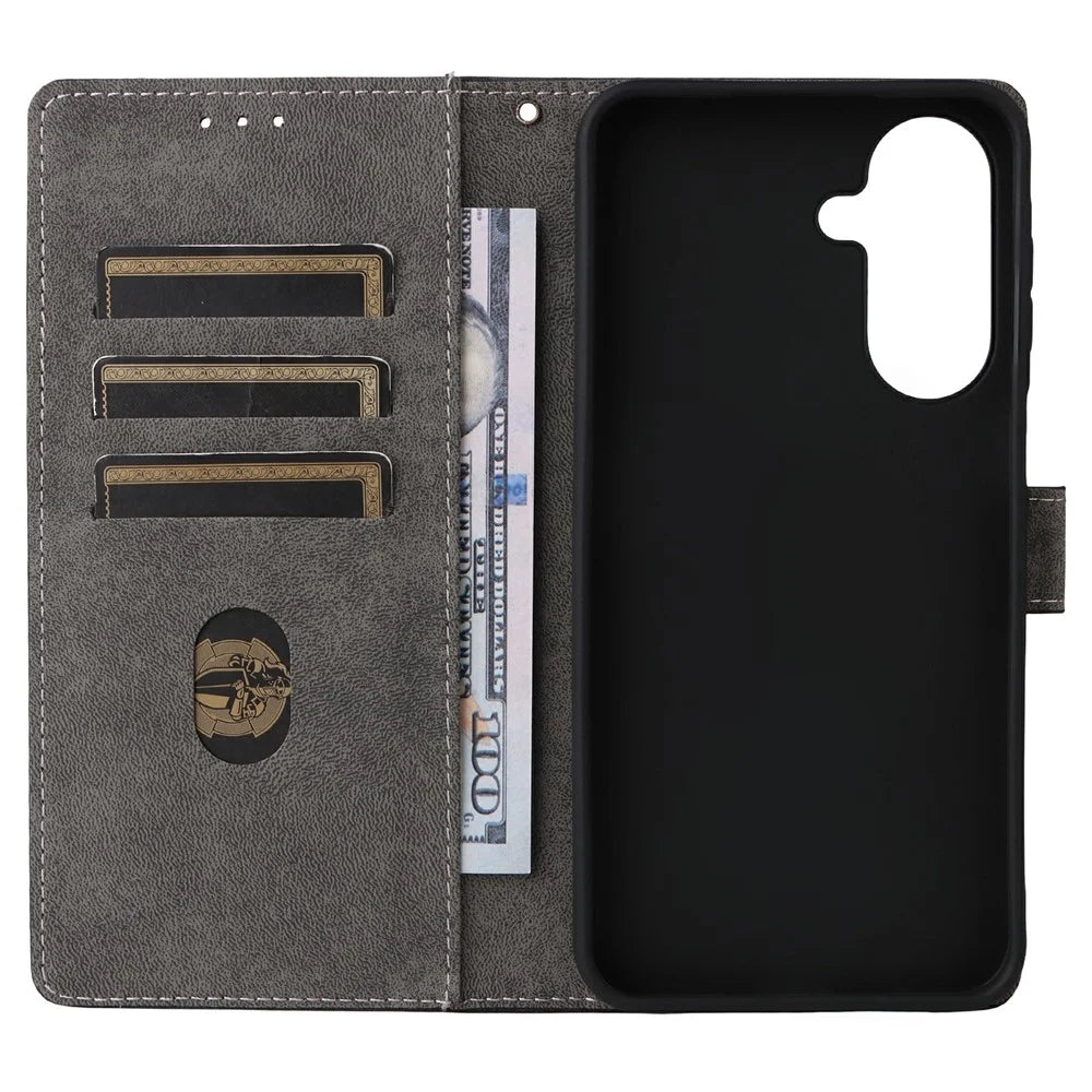 For Samsung Galaxy A27 5G Case Wallet RFID Blocking PU Leather Phone Cover Stand with Strap - Black - 3