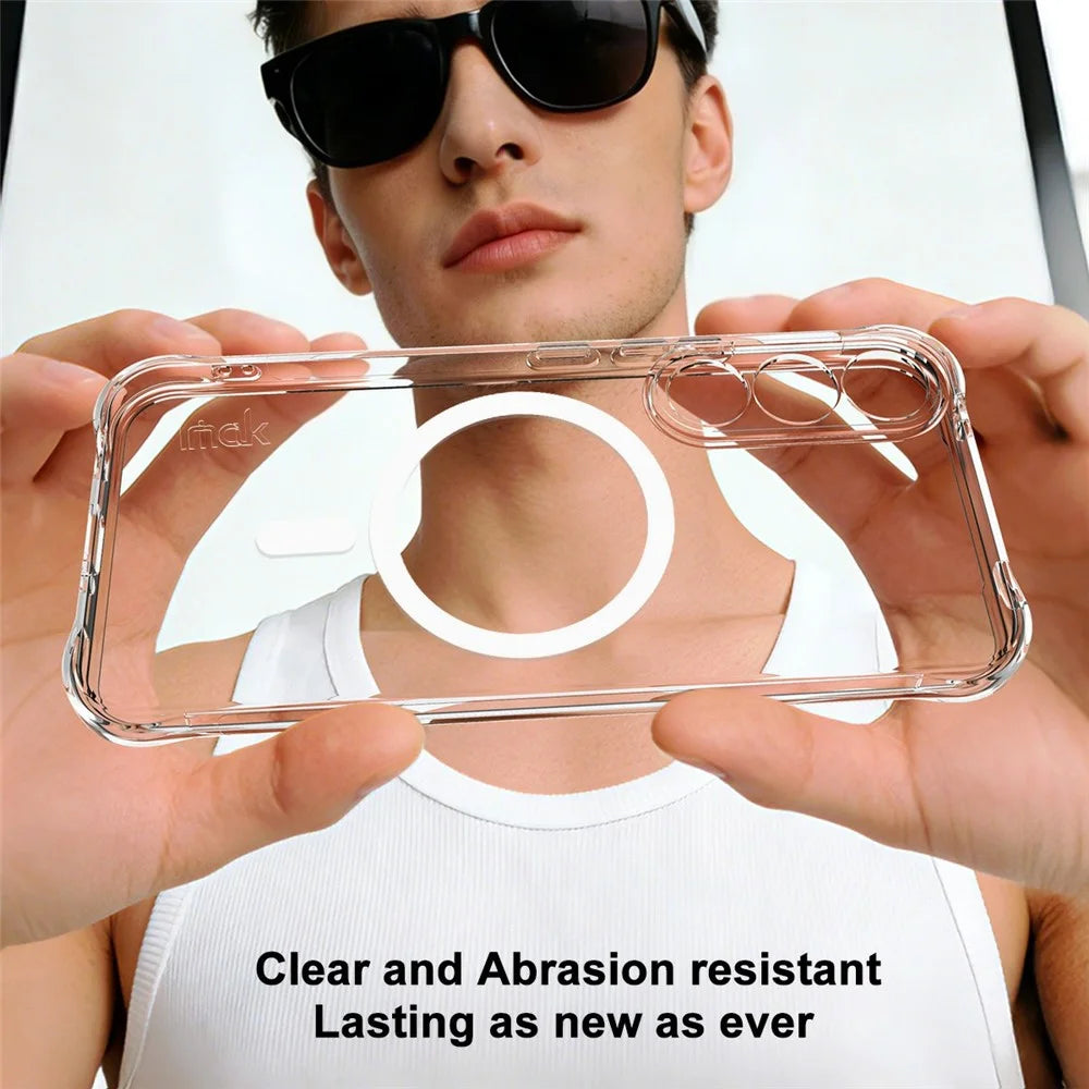 IMAK for vivo V70 FE 5G Magnetic Case Airbag Shockproof Protection TPU Phone Cover - Transparent - 4