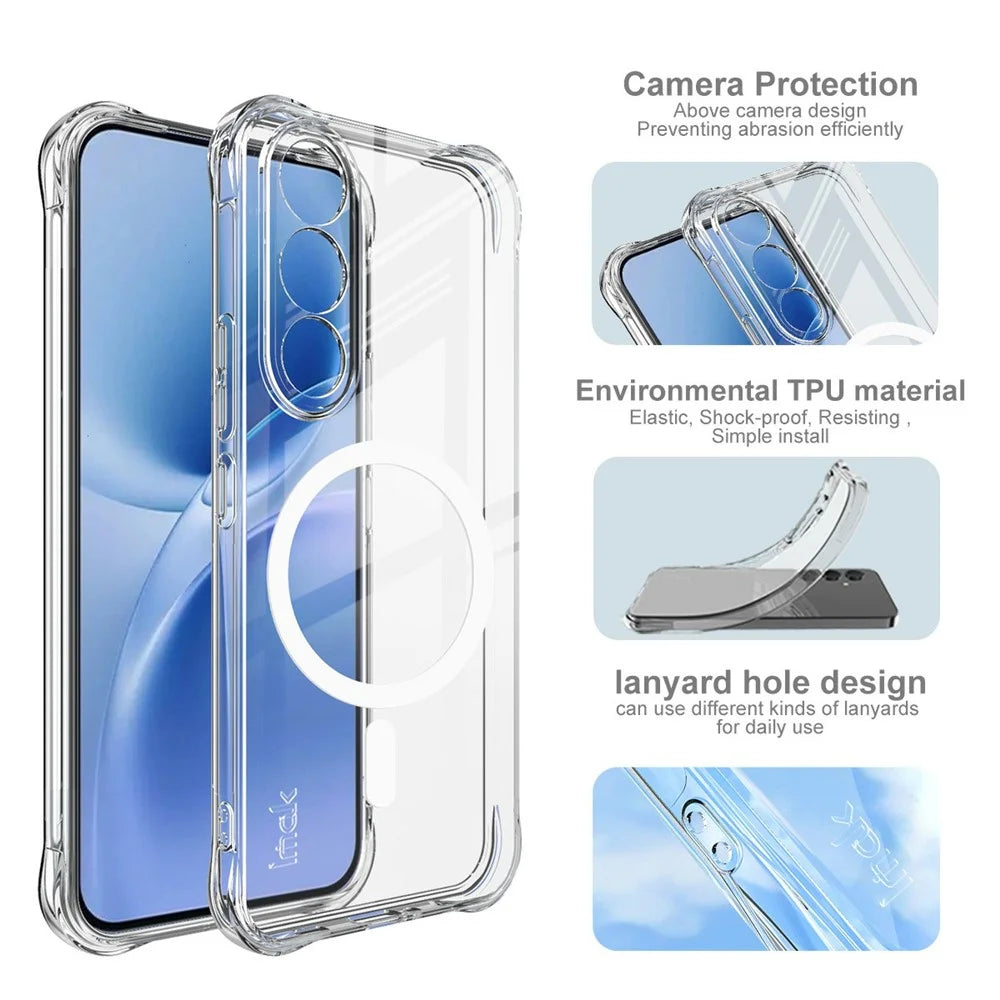 IMAK for vivo V70 FE 5G Magnetic Case Airbag Shockproof Protection TPU Phone Cover - Transparent - 7