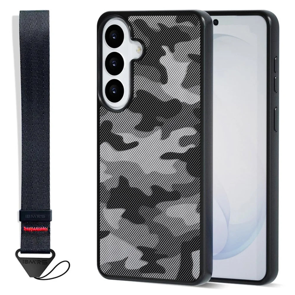 IBMRS for Samsung Galaxy S26 Mobile Cover Soft TPU + Hard PC Case with Wrist Strap (Precision Cutouts) - Artistic Camouflage - 1