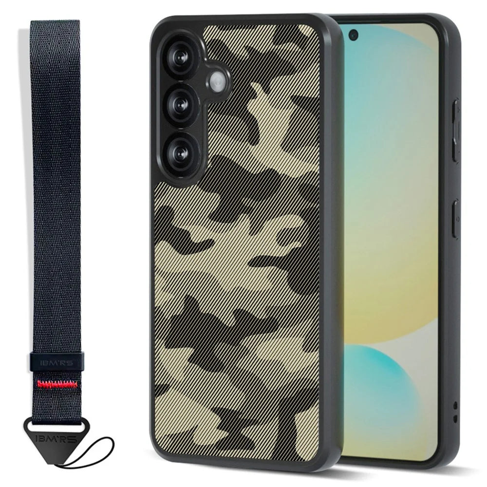 IBMRS for Samsung Galaxy S25 Mobile Cover Soft TPU + Hard PC Case with Wrist Strap (Precision Cutouts) - Artistic Camouflage - 1