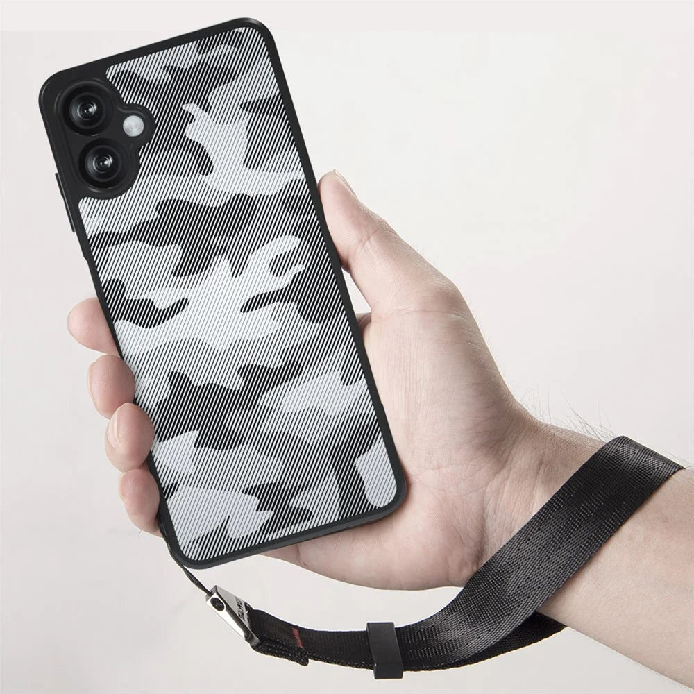 IBMRS for Samsung Galaxy A08 5G / A08 4G / A07 4G Mobile Cover Soft TPU + Hard PC Case with Wrist Strap (Precision Cutouts) - Artistic Camouflage - 3