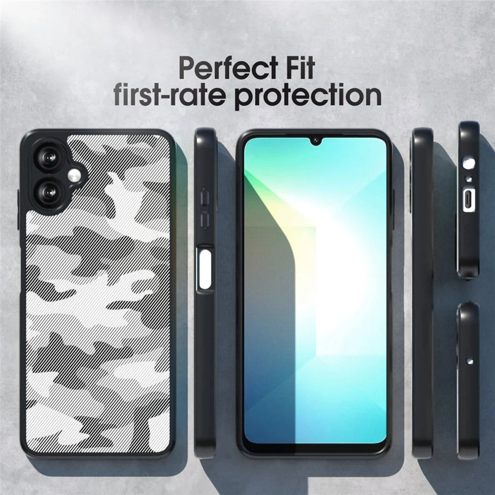 IBMRS for Samsung Galaxy A08 5G / A08 4G / A07 4G Mobile Cover Soft TPU + Hard PC Case with Wrist Strap (Precision Cutouts) - Artistic Camouflage - 5