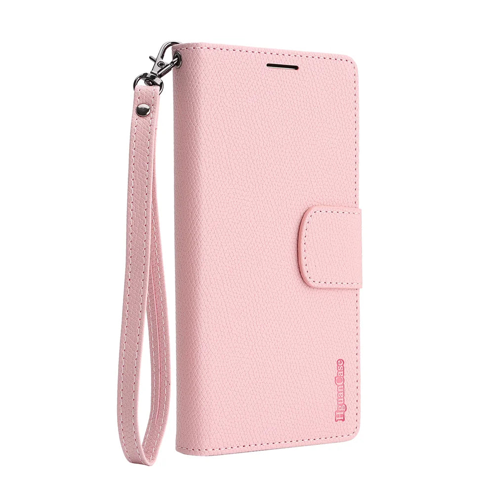 For Google Pixel 10 Pro XL HGUANCASE Case Wallet Stand Detachable Vintage Leather Phone Cover with Wrist Strap - Pink - 3