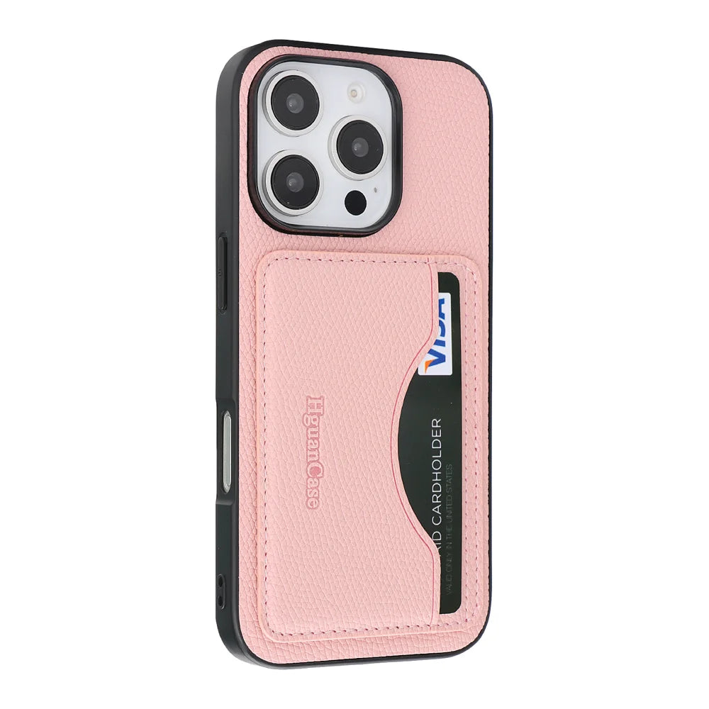For iPhone 14 Pro Max HGUANCASE Case Wallet Stand Detachable Vintage Leather Phone Cover with Wrist Strap - Pink - 4