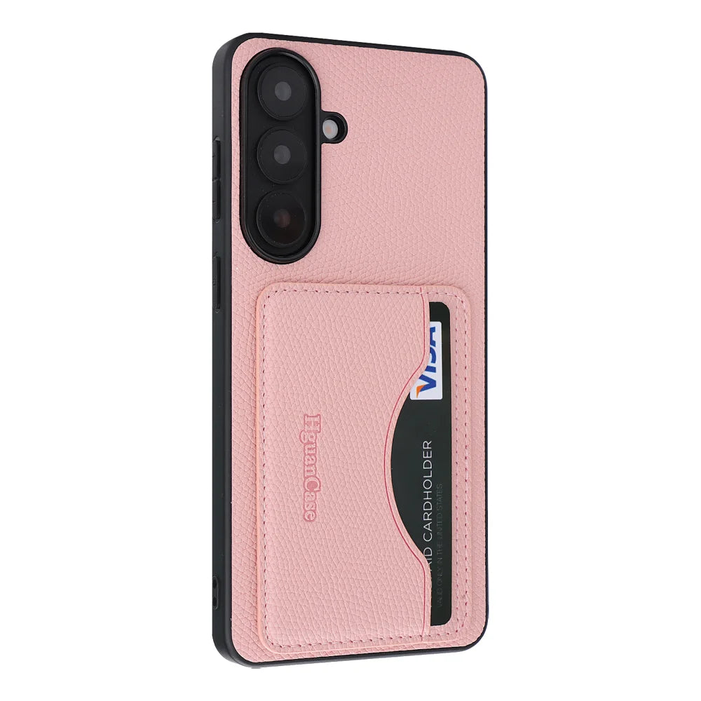 For Samsung Galaxy S26+ HGUANCASE Case Wallet Stand Detachable Vintage Leather Phone Cover with Wrist Strap - Pink - 4