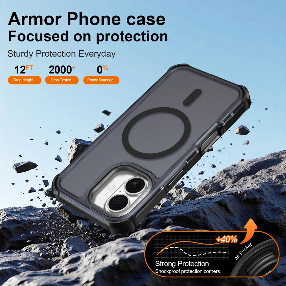 For iPhone 16 Magnetic Case Electroplated Frame Skin-touch TPU+PC Phone Cover - Black - 5