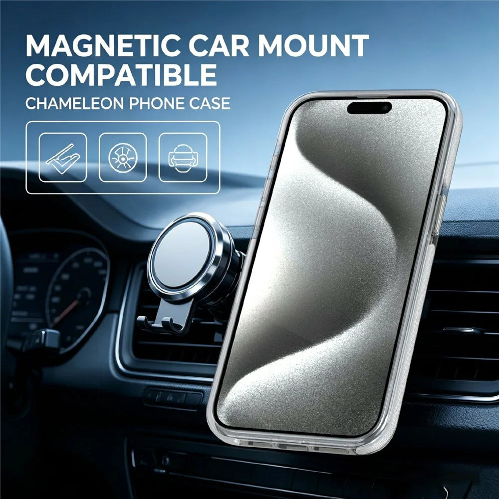 For iPhone 14 Pro Magnetic Case Fluorescent Design TPU Acrylic Phone Back Cover with 360° Rotating Kickstand - White - 6