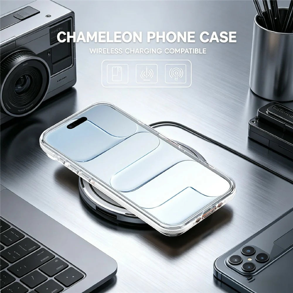 For iPhone Air Magnetic Case Fluorescent Design TPU Acrylic Phone Back Cover with 360° Rotating Kickstand - White - 4