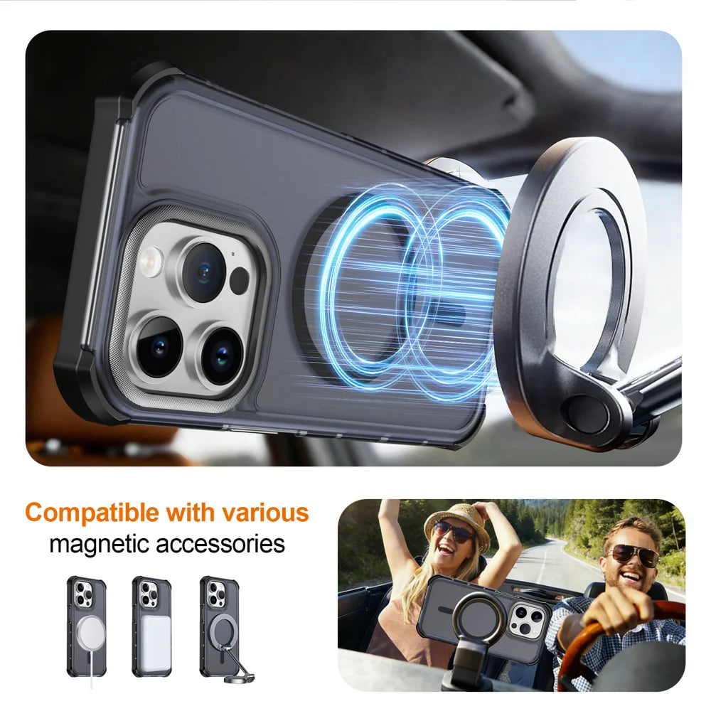 For iPhone 14 Pro Max Magnetic Case Electroplated Frame Skin-touch TPU+PC Phone Cover - Black - 4