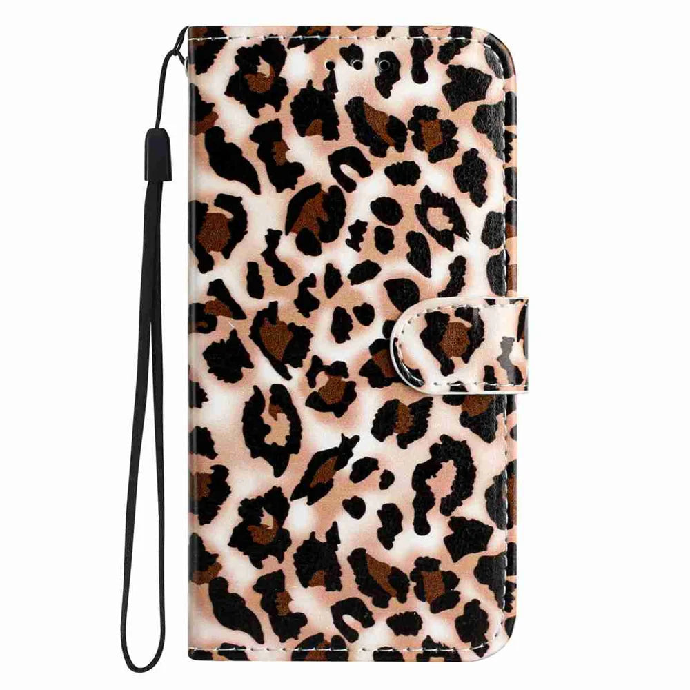 For Samsung Galaxy A27 5G Wallet Case  Printed Pattern PU Leather Stand Phone Cover with Strap - Leopard Print - 3
