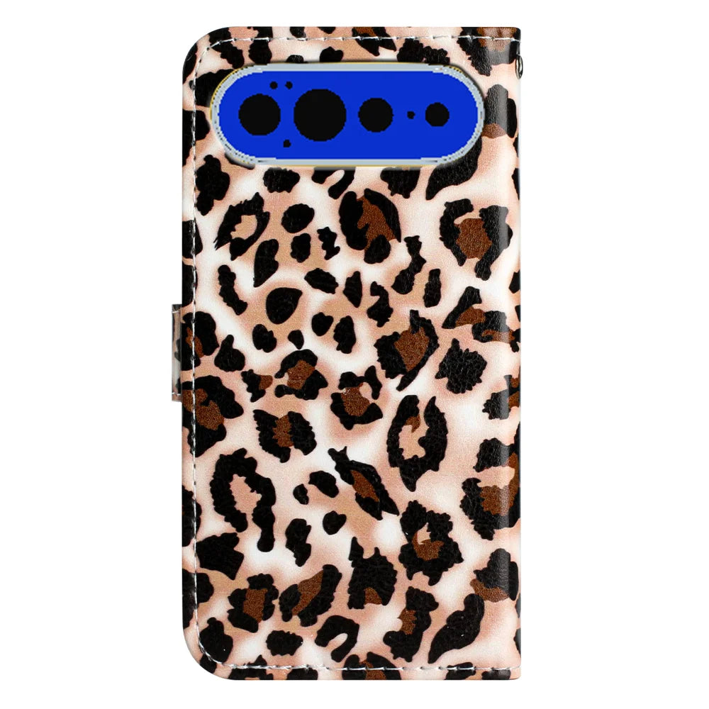 For Google Pixel 11 Pro XL Wallet Case  Printed Pattern PU Leather Stand Phone Cover with Strap - Leopard Print - 2