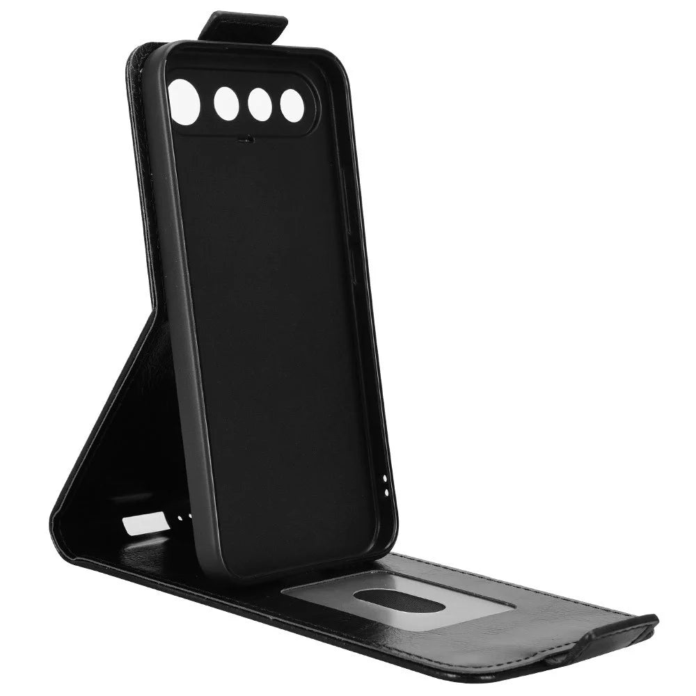 For Realme 16 5G Stand Case Magnetic Clasp Vertical Flip Leather Phone Cover with Card Holder - Black - 2