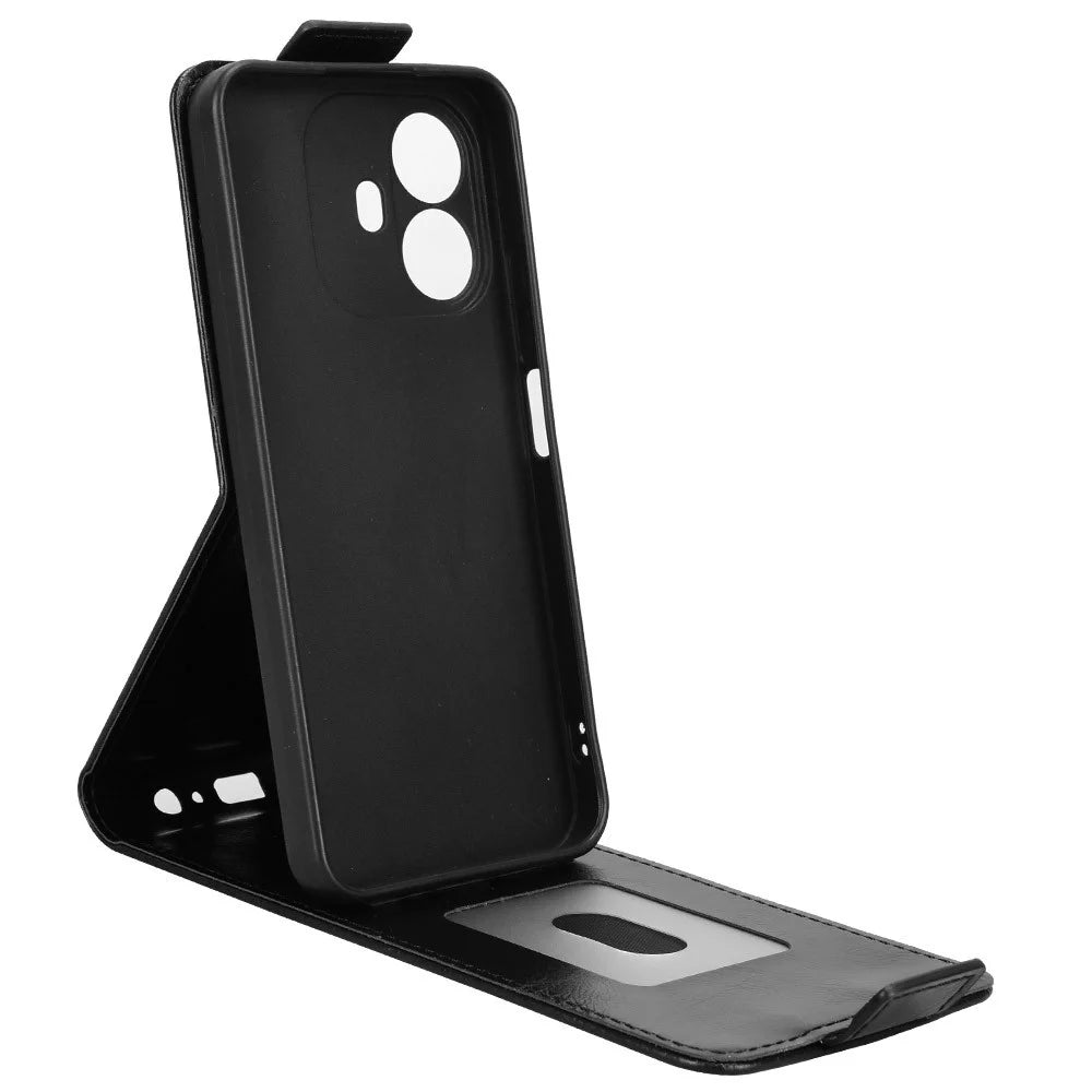 Stand Case For TCL K70 4G  /  K70 Power 4G Magnetic Clasp Vertical Flip Leather Phone Cover with Card Holder - Black - 2