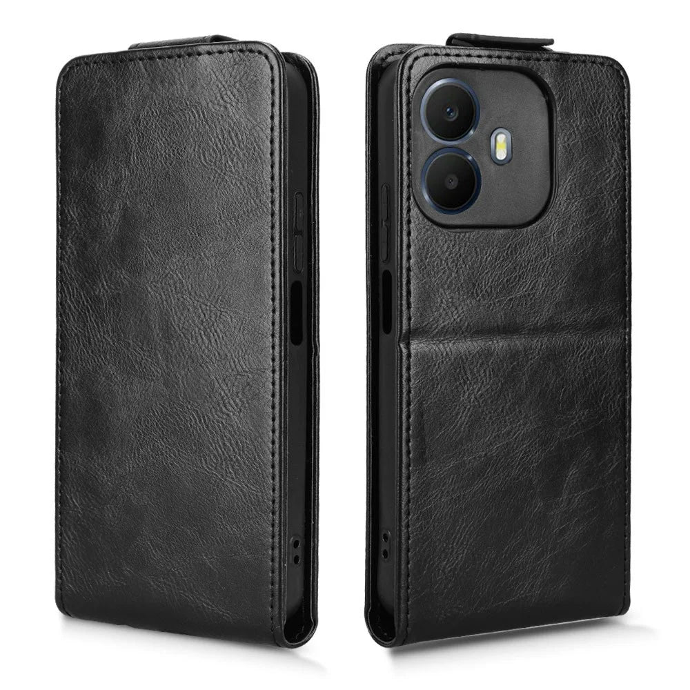 Stand Case For TCL K70 4G  /  K70 Power 4G Magnetic Clasp Vertical Flip Leather Phone Cover with Card Holder - Black - 6