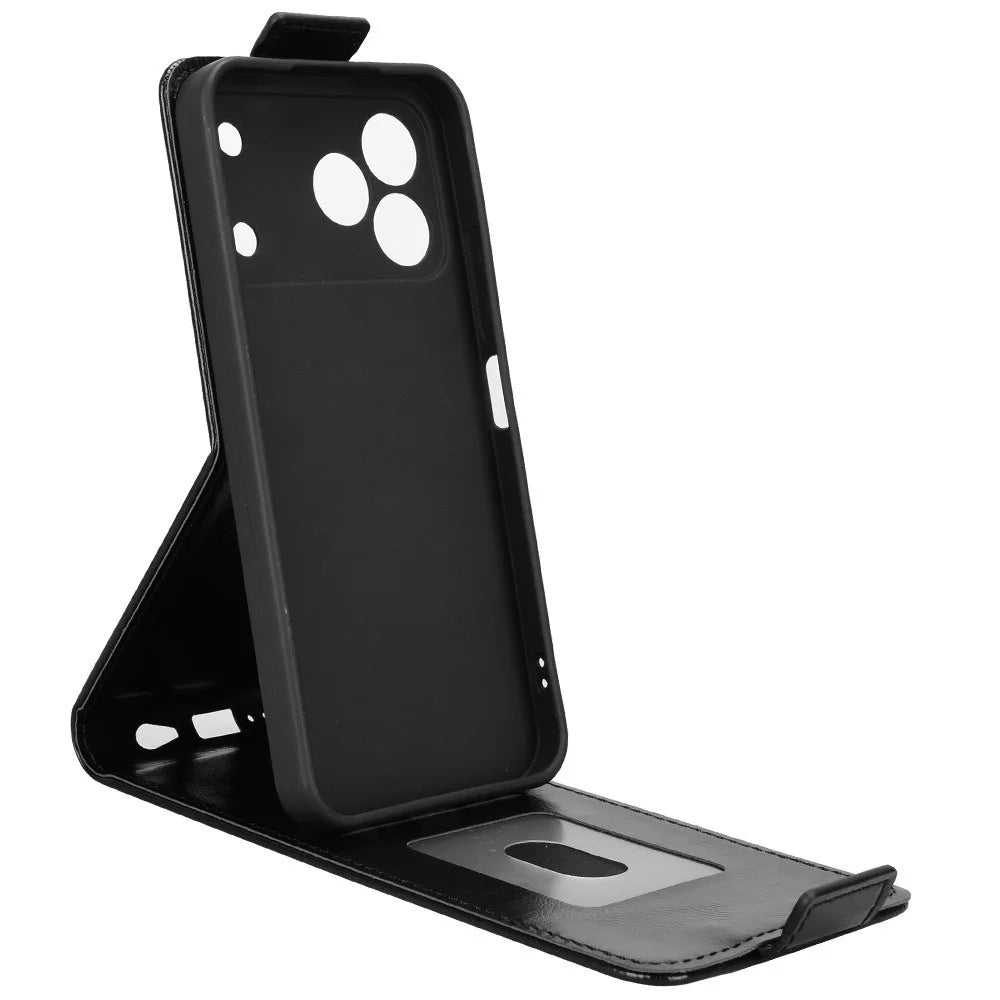 For TECNO Spark 50 4G Stand Case Magnetic Clasp Vertical Flip Leather Phone Cover with Card Holder - Black - 2