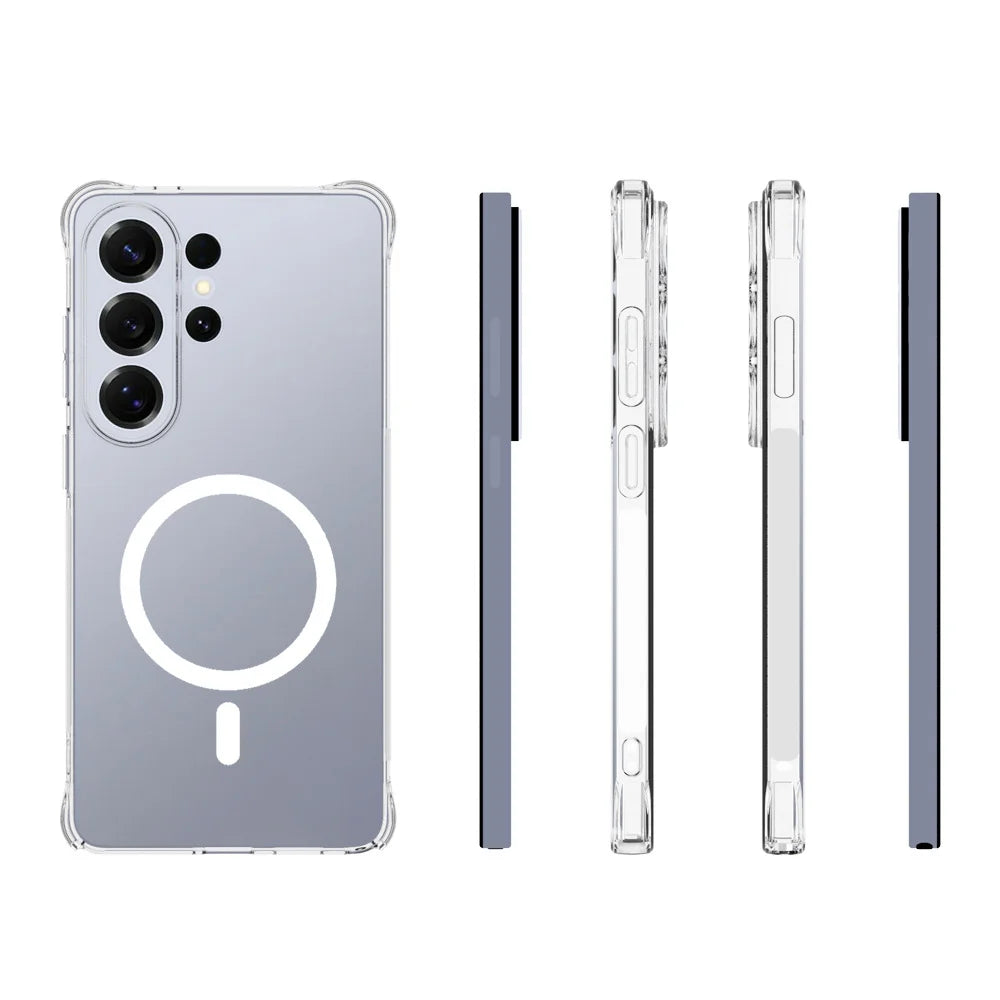 WANLONFENG for Samsung Galaxy S26 Ultra WL2 Series 2.0mm Magnetic Case Clear TPU Phone Back Cover with Screen Films - Transparent - 6
