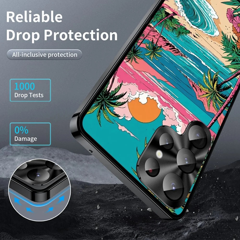 For Samsung Galaxy S23 Ultra Magnetic Case Coastal Seashell Pattern PC+TPU Phone Cover with Lens Film - LK00107-01 - 3